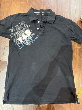 Men's Black Graphic Polo Shirt